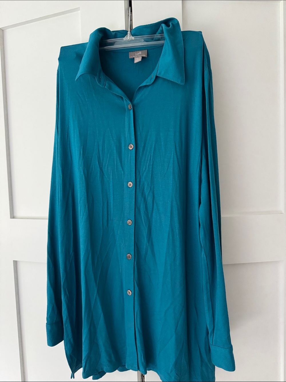 J. Jill Teal Button-Down Long Sleeve Shirt tunic